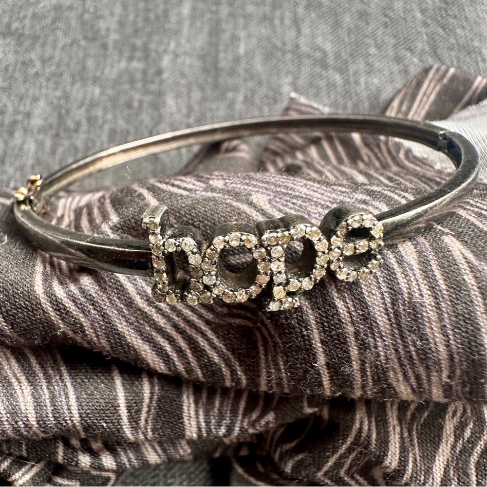 Hope bracelet black rhodium 925 with White Gold pave diamond